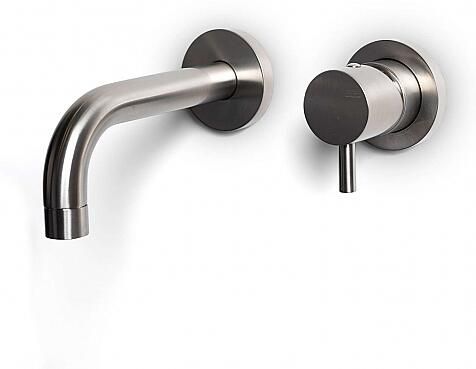 Bongio Squadra Inbouw wand wastafelmengkraan 16cm uitloop met installatiebrug geborsteld nikkel BO32538CR1APRBPLV