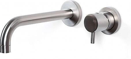 Bongio Squadra Inbouw wand wastafelmengkraan 22cm uitloop met installatiebrug geborsteld nikkel BO32538NS2APRBPLV