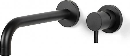 Bongio Squadra Inbouw wand wastafelmengkraan 22cm uitloop met installatiebrug mat zwart BO32538NE2APRBPLV