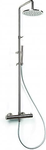 Bongio Squadra regendouche met thermostaat hoofddouche 22 2cm en handdouche geborsteld nikkel BO32547NSLU
