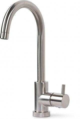 Bongio Squadra wastafelmengkraan met hoge draaibare uitloop geborsteld nikkel BO32583NSPRLV