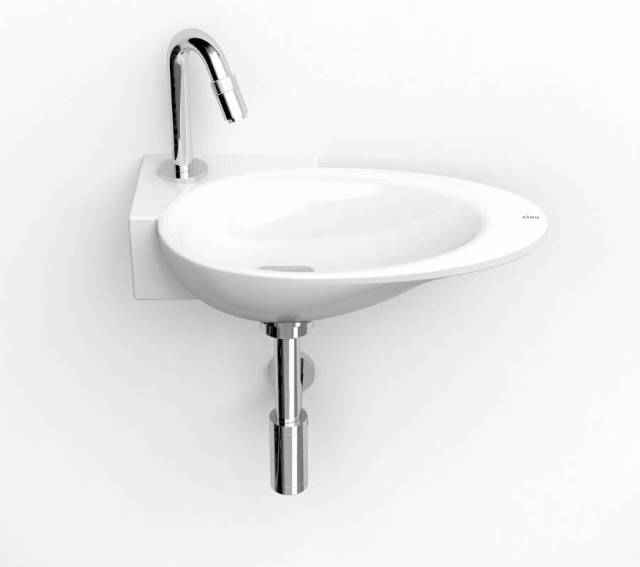 Clou First fonteinkom met kraangat en plug links wit CL 03.03101
