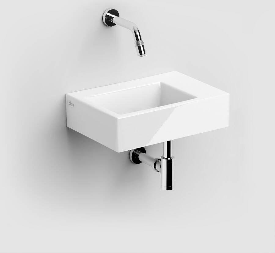 Clou Flush 2 fontein 36cm zonder kraangat met plug wit keram. CL 03.03021