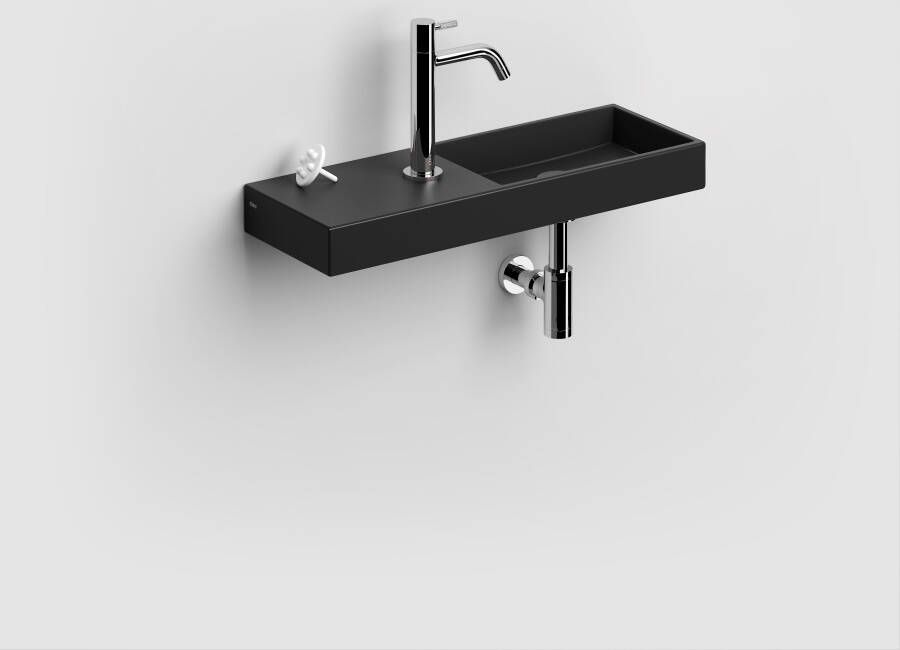 Clou Mini Wash Me fontein 56cm met kraangat links mat zwart CL 03.12238
