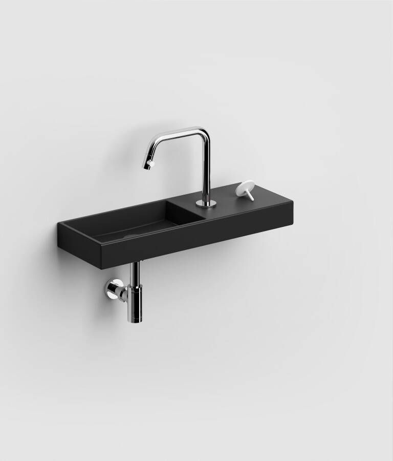 Clou Mini Wash Me fontein 56cm met kraangat rechts mat zwart CL 03.12240