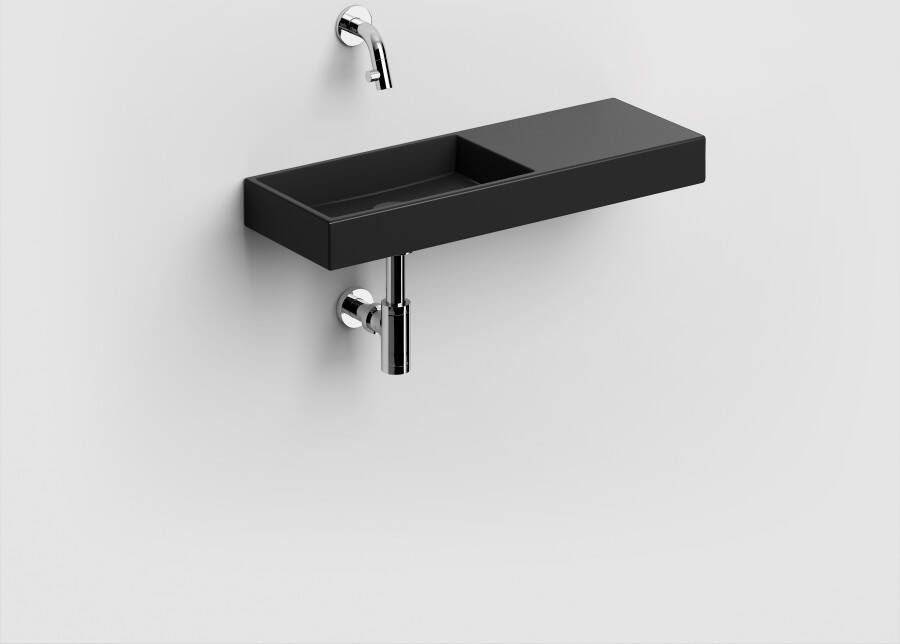 Clou Mini Wash Me fontein 56cm zonder kraangat rechts mat zwart CL 03.12241