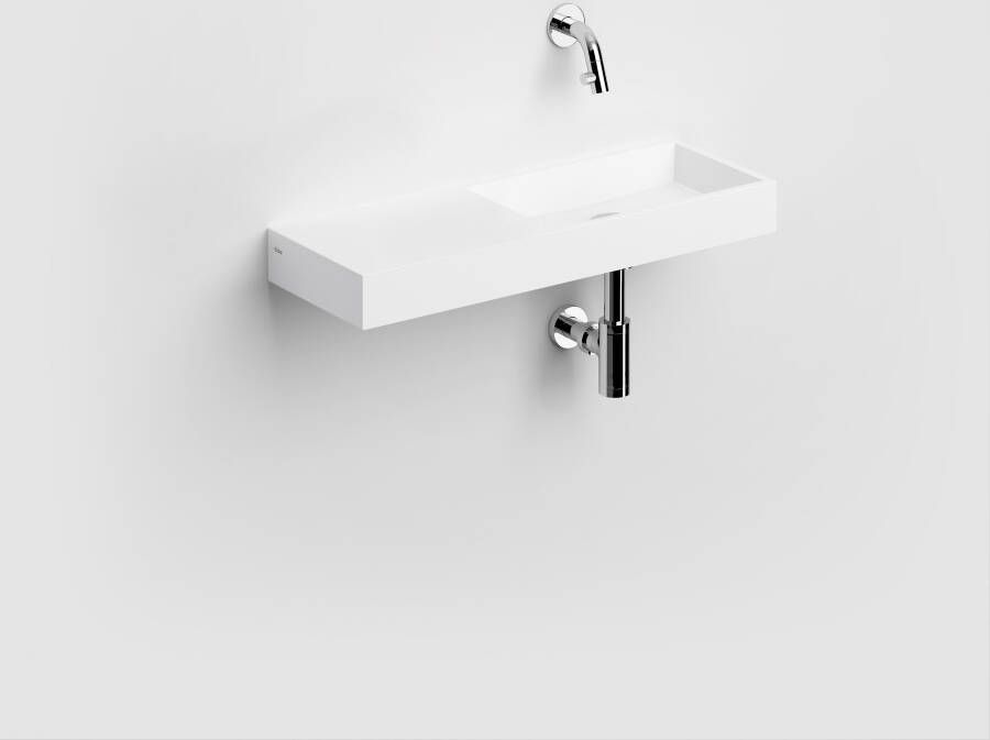 Clou Mini Wash Me fontein 56x19x6cm links met voorbewerkt kraangat zonder plug aluite CL 03.13138