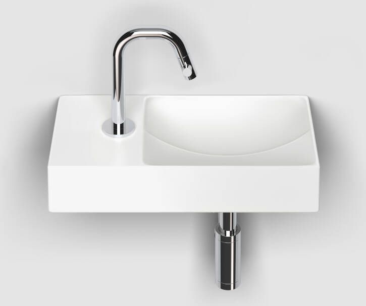 Clou Vale fontein 38 cm met kraangat links mat wit keramiek CL 03.02161.01.L