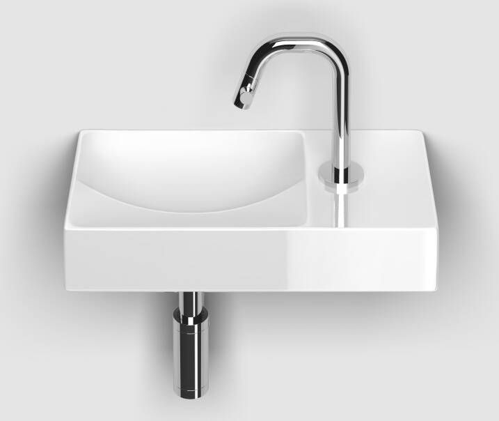 Clou Vale fontein 38 cm met kraangat rechts glanzend wit keramiek CL 03.03161.01.R