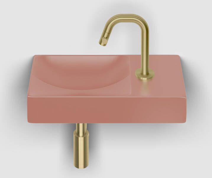 Clou Vale fontein 38 cm met kraangat rechts mat roze keramiek