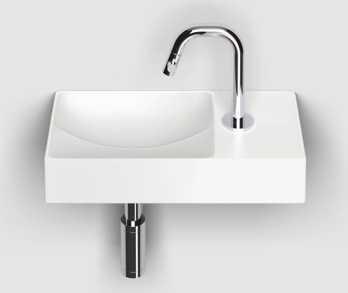 Clou Vale fontein 38 cm met kraangat rechts mat wit keramiek CL 03.02161.01.R