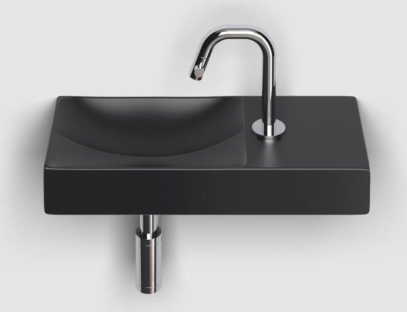 Clou Vale fontein 45 cm met kraangat rechts mat zwart keramiek CL 03.30162.01.R