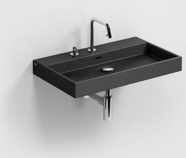 Clou Wash Me wastafel 70cm zonder plug mat zwart keramiek CL 02.30032