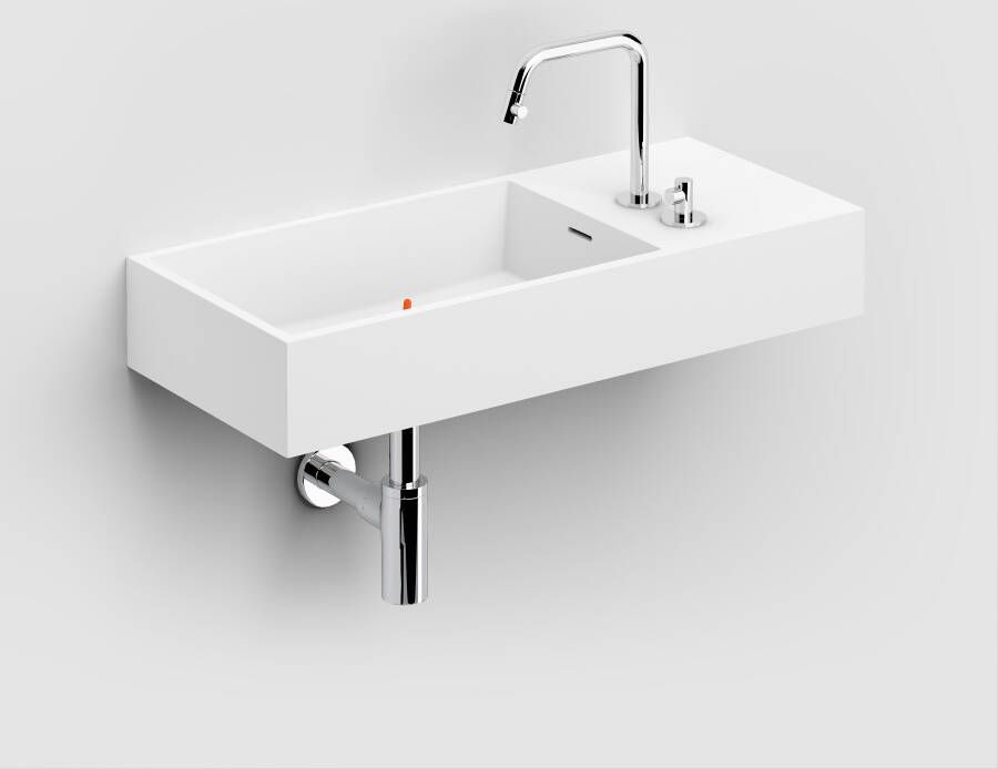 Clou Wash Me wastafel 75cm met 2 voorbewerkte kraangaten aluite CL 02.13135 - Foto 1