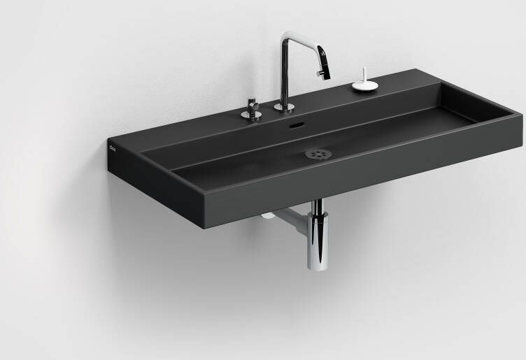 Clou Wash Me wastafel 90cm zonder plug mat zwart keramiek CL 02.30034