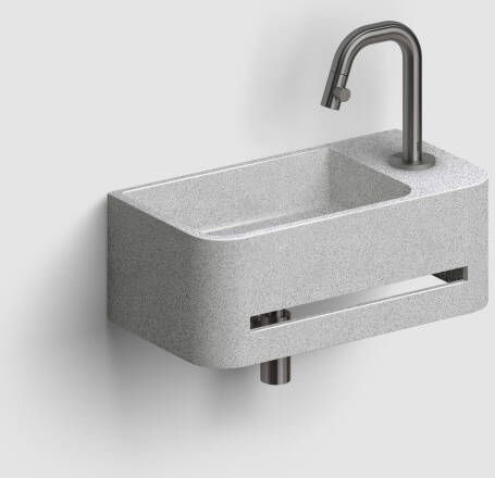 Clou InBe 9 fontein 43cm met handdoekhouder grijs microrazzo