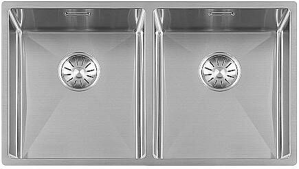 Lorreine R series spoelbak 34+34x40cm vlakinbouw onderbouw opbouw RVS 3434R