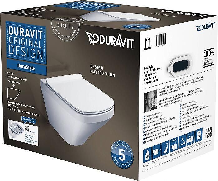 Duravit Durastyle Rimless Combipack wandcloset 54cm closetzitting softclose wit 45510900A1