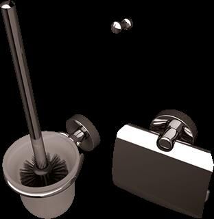 Geesa Luna toiletset compleet m. closetrolhouder m. klep borstelgarnituur + ophanghaak m. zwarte borstel chroom 915500115