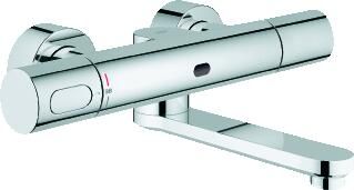 Grohe Eurosmart Cosmopolitan E wandkraan thermostatisch m. uitloop 25cm m. LongLife batterij 6V chroom 36333000