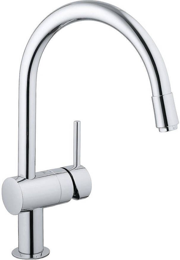 Grohe Minta keukenkraan m. draaibare ronde uitloop m. uittrekbare perlator chroom 32918000