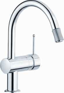 Grohe Minta keukenkraan m. draaibare ronde uitloop m. uittrekbare perlator chroom 32918000