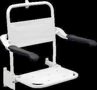 Linido Douchezitting verkorte zitdiepte m rugleuning armleggers staal gecoat wit LI2203001102