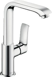 HansGrohe Metris wastafelkraan m. hoge draaibare uitloop m. push open garnituur chroom 31187000