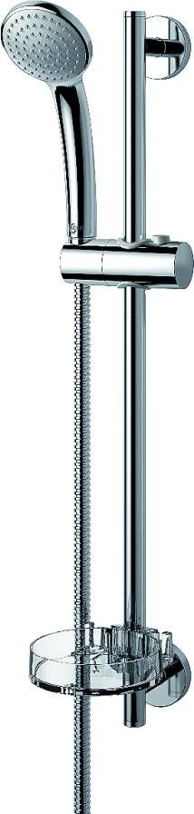 Ideal Standard Idealrain glijstangset m. handdouche S1 8cm 60cm 1 stand m. transparante zeepschaal chroom B9501AA