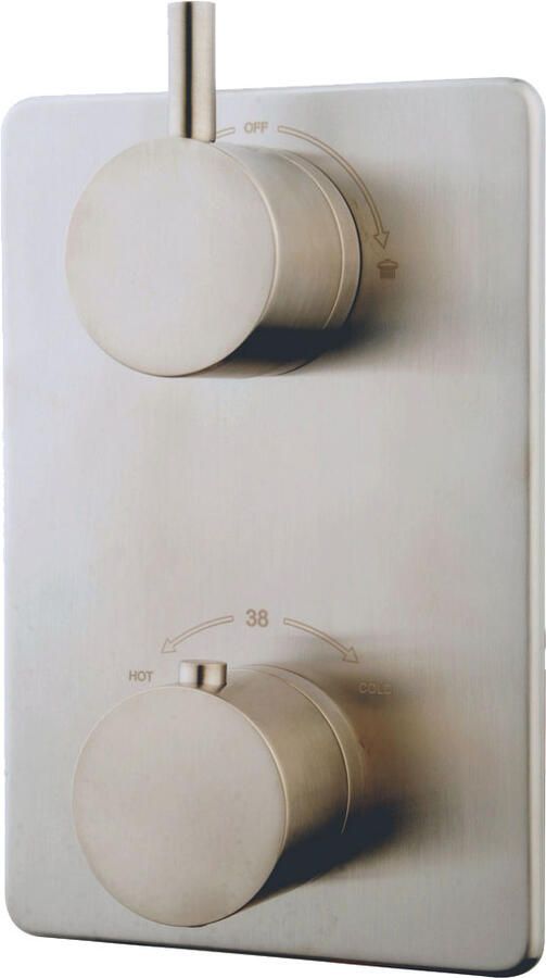 Italy Sanitair Caral afbouwdeel inbouwthermostaat 2 weg geborsteld staal