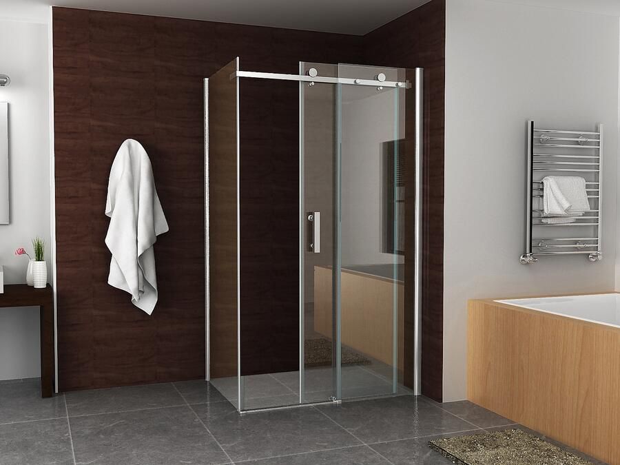 Italy Sanitair douchedeur + zijwand 1200x1000x2000 chr 8mm NANO