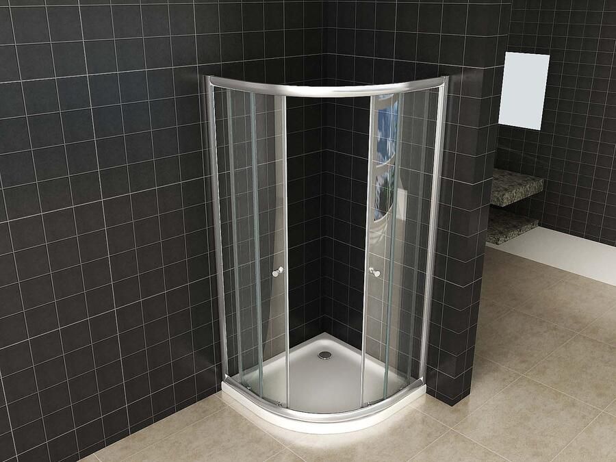 Italy Sanitair Eco 1 4 ronde douchecabine 5mm 900x900x1900 helder glas - Foto 2