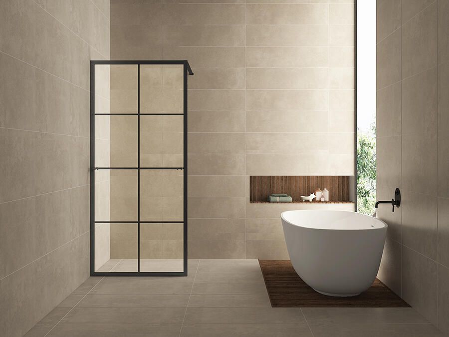 Italy Sanitair inldouche zwart raster+handdoekhouder 900x2000 10mm NANO glas