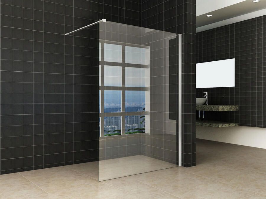 Italy Sanitair inloopdouche + RVS profiel 1200x2000 10mm NANO glas