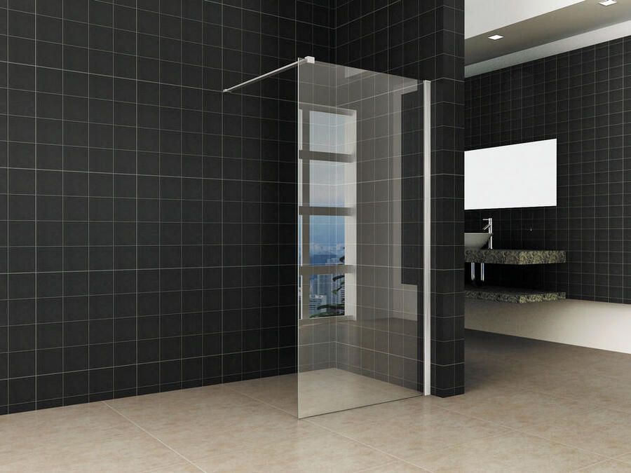 Italy Sanitair inloopdouche + RVS profiel 900x2000 10mm NANO glas