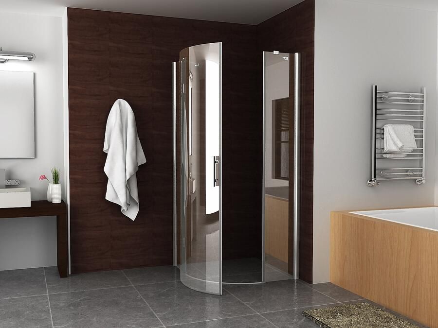 Italy Sanitair kwartronde douchecabine LS 900x900x2000 chroom 8mm NANO - Foto 2