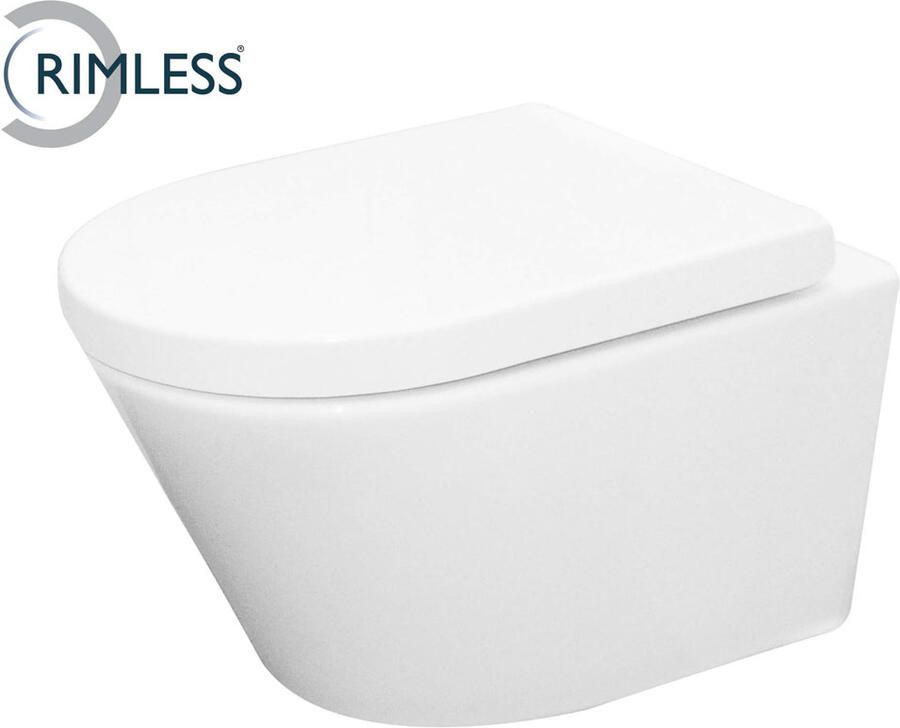 Italy Sanitair Vesta rimless wandcloset 52cm met softclose closetzitting wit