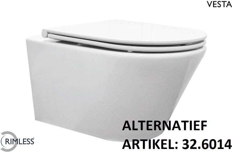 Italy Sanitair Vesta rimless wandcloset met Flatline 2.0 closetzitting wit