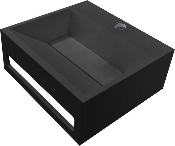 Italy Sanitair Wiesbaden Julia fontein solid surface 30 x 28 x 12 5 cm mat zwart 36.4081