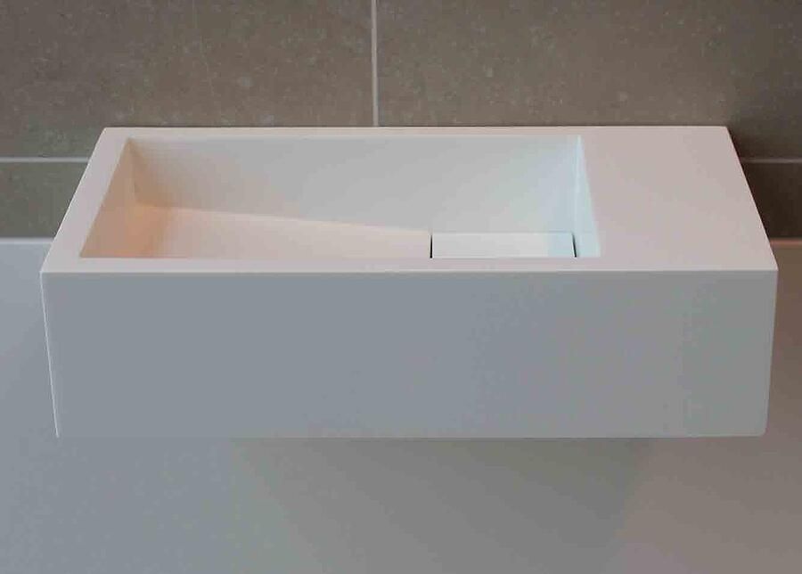 Luca Sanitair fontein 35cm mineral stone zonder kraangat glans wit