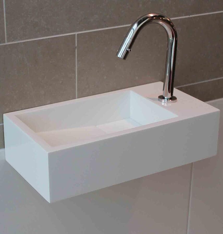 Luca Sanitair fontein 35cm mineral stone met kraangat glans wit LUVA1330