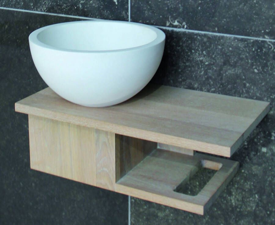 Luca Sanitair fonteinset met opzetkom 40x22cm wit glans smoke FP3G