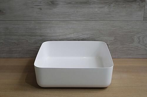 Luca Sanitair opzetwastafel 40x40cm met dunne rand mineral stone wit LUVA1340
