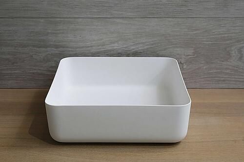 Luca Sanitair opzetwastafel 40x40cm met dunne rand solid surface wit LUVA1340M