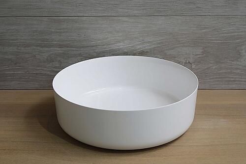 Luca Sanitair opzetwastafel 42cm met dunne rand mineral stone wit LUVA1342