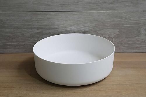 Luca Sanitair opzetwastafel 42cm met dunne rand solid surface mat wit LUVA1342M