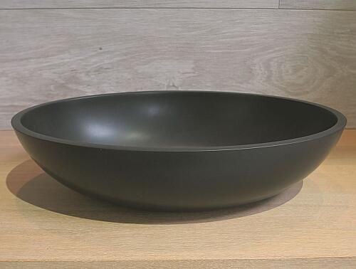 Luca Sanitair opzetwastafel 48x32 5cm mineral stone antraciet mat LUVA1318A