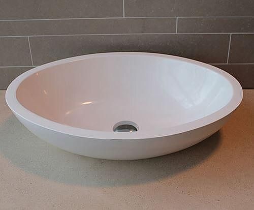 Luca Sanitair opzetwastafel ovaal 57 5x40cm mineral stone wit LUVA1302