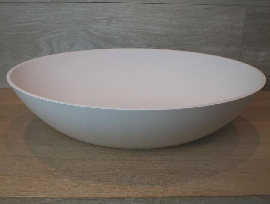 Luca Sanitair opzetwastafel 57x40 5cm rand dikte 8mm solid surface wit LUVA1322
