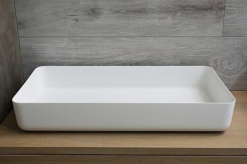 Luca Sanitair opzetwastafel 80x40cm met dunne rand solid surface wit LUVA1380M